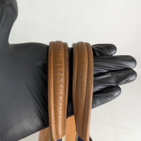 Coach Brown 2-Way Shoulder & Tote Brown Leather Bag Heritage Stripe Made Vietnam - Picture 8 of 16